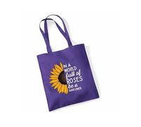 Edward Sinclair| In a World Full Of Roses Be a Sunflower | Purple Tote Bag | White Print | gift for Valentine's Day