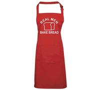 Edward Sinclair | Kitchen Chef | Unisex| Real Men Bake Bread | White Print | Red Apron with 1 Pocket