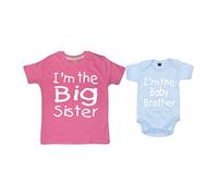 Edward Sinclair | Matching Big Sister T-Shirt | Baby Brother Bodysuit | Gift Set | 2-3 Years | 0-3months | Bubblegum Pink
