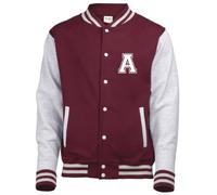Edward Sinclair Named | XSMALL | BURGUNDY & HEATHER GREY SLEEVES VARSITY JACKET with name and initial