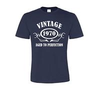 Edward Sinclair Navy T Shirt XL 'Vintage 1970' in White Print