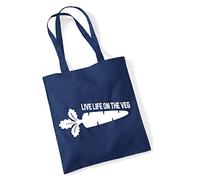 Edward Sinclair Navy Tote Bag | Live Life on the Veg | With White Print