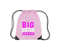 Edward Sinclair PALE PINK Drawsting Bag Personalised Big Sister with White & Pink Print | (Please Goto Add Gift Options Enter name in FreeGiftMessageBox or send message to the seller once purchased)