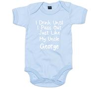 Edward Sinclair Personalised 6-12 Months SkyBlue Bodysuit with White Print 'I Drink Till I Pass Out Just Like My Uncle 'Name'