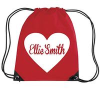 Edward Sinclair RED Drawsting Bag | Personalised HEART with White Print | (Please Goto Add Gift Options Enter name in FreeGiftMessageBox or send message to the seller once purchased)