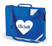 Edward Sinclair | Royal Blue | Personalised | Book Bag | WITH STRAPS | Heart with Name Inside in | White Print