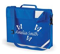 Edward Sinclair Royal Blue | Personalised | BUTTERFLY | Book Bag | WITH STRAPS White Print