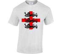 Edward Sinclair| Stylish Men's Wear | Half Sleeve Round Neck |Three Lions England Unisex | Black - Red Print |White Color T-Shirt (XXL)