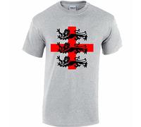 Edward Sinclair| Stylish Men's Wear | Half Sleeve Round Neck |Three Lions England Unisex | Black - Red Print |Grey Color T-Shirt (XL)