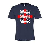 Edward Sinclair| Stylish Men's Wear | Half Sleeve Round Neck |Three Lions England Unisex | White - Red Print | Navy Color T-Shirt (XL)