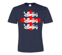Edward Sinclair |Stylish Men's Wear | Short Sleeve |Three Lions England Unisex | White - Red Print |Navy Color T-Shirt (S)