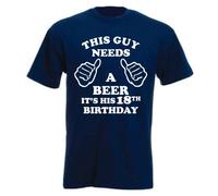 Edward Sinclair This Guy Needs A Beer..It's HIS 18TH Birthday' Medium Navy Unisex T-Shirt