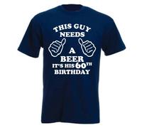 Edward Sinclair This Guy Needs A Beer..It's HIS 60TH Birthday' Large Navy Unisex T-Shirt
