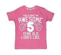 Edward Sinclair| This is What an Awesome 5 Year Old Looks Like | 5th Birthday | Bubblegum Pink Color | White Print |Kids T-Shirt(5-6 Years)| (Awesome Collections)