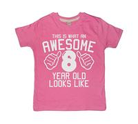 Edward Sinclair| This is What an Awesome 8 Year Old Looks Like | 8th Birthday | Bubblegum Pink Color | White Print |Kids T-Shirt(9-11 Years)| (Awesome Collections)