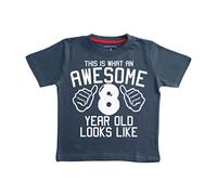 Edward Sinclair |This is What an Awesome 8 Year Old Looks Like | 8th Birthday |Navy Color | White Print| Kids T-Shirt (9-11 Years)| (Awesome Collections)