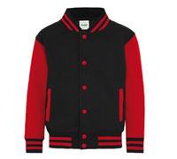 Edward Sinclair | Unisex American Style Letterman Varsity/College/Bomber/Baseball | Plain jacket (UK, Alpha, M, L, Regular, Regular, JetBlack & Red Sleeves)