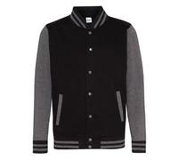 Edward Sinclair | Unisex American Style Letterman Varsity/College/Bomber/Baseball | Plain jacket (UK, Alpha, L, XL, Regular, Regular, JetBlack & Charcoal Sleeves)
