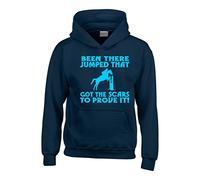 Edward Sinclair Womens hoodie navy size S(10-12) 'Been there, jumped that, got the scars to prove it'