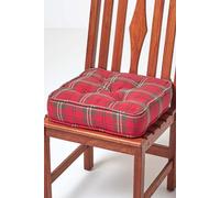 Edward Tartan Cotton Dining Chair Booster Cushion Homescapes Red 40cm x 40cm