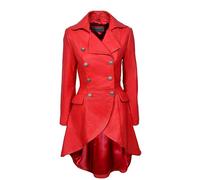 Edwardian 3491 RED NAPA Ladies Women RED Washed Real Leather Jacket Coat Gothic (14)