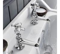 Edwardian Hot & Cold Twin Basin Taps Chrome