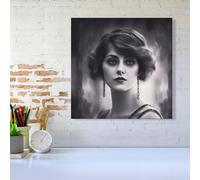 Edwardian Showgirl Canvas Warren Reed - Designer Black W16 inch x H16 inch