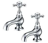 Edwardian Traditional Victorian Cross Handle Twin Basin Tap Chrome Hot and Cold