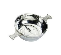 Edwin Blyde & Co 15447 Quaich with Embossed Thistle Inside and Celtic Handles, 4 inch, Pewter 18 x 12 x 6 cm