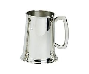 Edwin Blyde & Co 61001 1 Pint Tankard with Glass Base-Plain Body with Traditional Standard Handle, Pewter, 11 x 14.5 x 11 cm