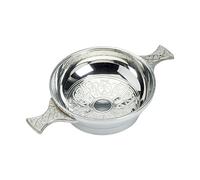 Edwin Blyde & Co Quaich with Classic Design inside and Celtic handles, 4 inch, Pewter, 18 x 12 x 6 cm