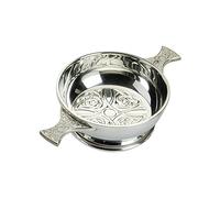 Edwin Blyde & Co Quaich with Embossed Design inside and Celtic handles, 4 inch, Pewter, 18 x 12 x 6 cm
