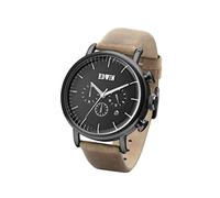 Edwin Element Men's Chronograph Watch, Black Stainless Steel Case and Brown Leather Band