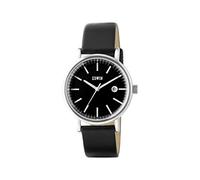 Edwin Epic Women's 3 Hand-Date Watch, Stainless Steel Case with Black Leather Band