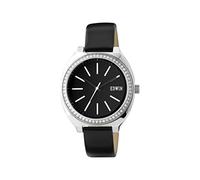 Edwin ERA Women's 3 Hand Watch, Stainless Steel Case with Black Leather Band