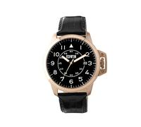 Edwin Escape Men's 3 Hand-Date Watch, Rose Gold Stainless Steel Case with Black Leather Band