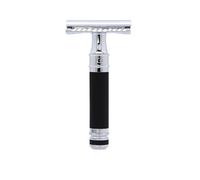 Edwin Jagger DES86RCBLAMZ Short Handled Classic Double Edge Manual Eco-Friendly and Reusable Safety Razor for Men and Women for Shaving cream or Soap Fits All DE Razor Blades (Black Rubber Coated)