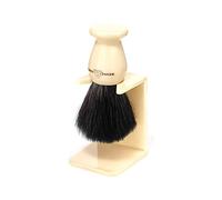 Edwin Jagger Imitation Ivory Black Synthetic Shaving Brush with Small Drip Stand