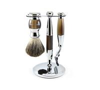 Edwin Jagger Imitation Light Horn Diffusion 36 Series 3 Piece Shaving Set with Pure Badger Brush for Mach3 Blades