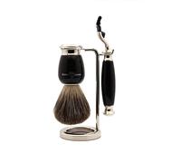 Edwin Jagger S81M586AMZ Imitation Ebony & Nickel Classic Shaving Set with Pure Badger Shaving Brush and Mach 3 Razor for Shaving Cream or Soap for Men