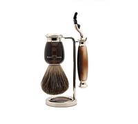 Edwin Jagger Simulated Horn and Nickel Shaving Set