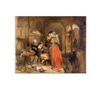 Edwin Landseer Print on Canvas A Visit to the Falconer's Poster Giclee Painting Reproduction Edwin Landseer Wall Art Home Decor Living Room Office Bedroom90x70cm(35x28in) Frameless