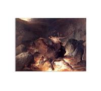 Edwin Landseer Print on Canvas Deer and Deer Hounds in a Mountain Poster Giclee Painting Reproduction Edwin Landseer Wall Art Home Decor Living Room Office Bedroom42x30cm(17x12in) Frameless