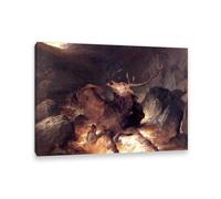 Edwin Landseer Print on Canvas Deer and Deer Hounds in a Mountain Poster Giclee Painting Reproduction Edwin Landseer Wall Art Home Decor Living Room Office Bedroom110x80cm(43x31in) Framed