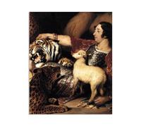Edwin Landseer Print on Canvas Isaac van Amburgh his Animals Poster Giclee Painting Reproduction Edwin Landseer Wall Art Home Decor Living Room Office Bedroom40x30cm(16x12in) Frameless