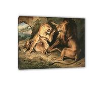 Edwin Landseer Print on Canvas Lions at a Kill Poster Giclee Painting Reproduction Edwin Landseer Wall Art Home Decor Living Room Office Bedroom50x40cm(20x16in) Framed
