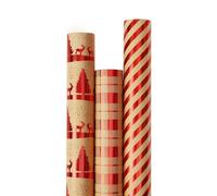 EDWINENE Christmas Wrapping Paper Rolls,Metallic Foil Shine Christmas Wrapping Paper, Gift Wrapping Paper Rolls for Birthday and Merry Christmas(Red)