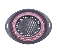 EDWOL Collapsible Colander with Handle Vegetable Washing Baskets Folding Strainer Colander for Kitchen Food Draining Pasta Vegetable Fruit and Meat,Oval (2.5L) Pink