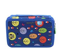 EDWOL Colored Pencil Organizer Big Capacity Zipper Pencil Bag Cartoon Markers Storage for Touch Spectrum Noir Paint Sharpie Markers,Navy Blue 2 Layers 32 Holes