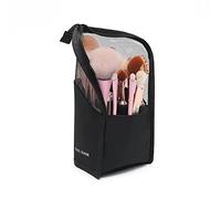 EDWOL Makeup Brush Organizer Bag Professional Artist Brushes Travel Bag Stand-Up Makeup Cup Makeup Brush Holder Travel for Women Girls,Black